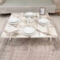 Masuta de cafea, Hanah Home, Mini Juppo Ext, MDF, Marmură albă / Alb