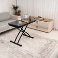 Masuta de cafea, Hanah Home, Mini Juppo Ext, MDF, Marmură neagră / Negru