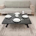 Masuta de cafea, Hanah Home, Mini Juppo Ext, MDF, Marmură neagră / Negru