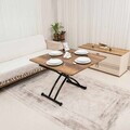 Masuta de cafea, Hanah Home, Mini Juppo Ext, MDF, Nuc închis / Negru
