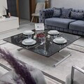Masuta de cafea, Hanah Home, Juppo Int, MDF, Marmură neagră/albă