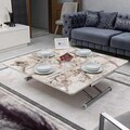 Masuta de cafea, Hanah Home, Juppo Ext, MDF, Marmură albă / Crom