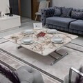 Masuta de cafea, Hanah Home, Juppo Int, MDF, Marmură albă / Crom