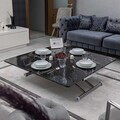 Masuta de cafea, Hanah Home, Juppo Ext, MDF, Marmură neagră / Crom