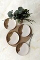 Set farfurii pentru desert, Hermia, 275KRM2011, Ceramica, Maro/Alb