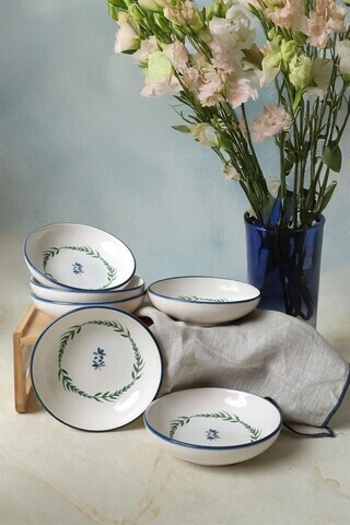 Set boluri pentru sos, Hermia, 275KRM2012, Ceramica, Alb / Bleumarin / Verde