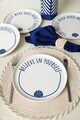 Set farfurii pentru desert, Hermia, 275KRM2014, Ceramica, Alb / Bleumarin
