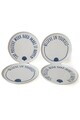 Set farfurii pentru desert, Hermia, 275KRM2014, Ceramica, Alb / Bleumarin