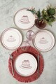 Set farfurii pentru desert, Hermia, 275KRM2015, Ceramica, Alb/Maro