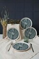 Set farfurii pentru desert, Hermia, 275KRM2016, Ceramica, Crem / Albastru marin