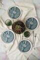 Set farfurii pentru desert, Hermia, 275KRM2016, Ceramica, Crem / Albastru marin