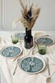 Set farfurii pentru desert, Hermia, 275KRM2016, Ceramica, Crem / Albastru marin
