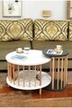 Set masute de cafea, Hanah Home, Peka-Set108, PAL, Alb / Antracit