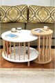 Set masute de cafea, Hanah Home, Peka-Set108, PAL, Stejar alb / safir