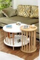 Set masute de cafea, Hanah Home, Peka-Set108, PAL, Stejar alb / safir