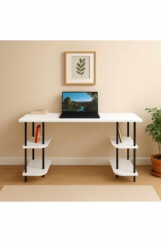 Birou, Hanah Home, Peka113, 120x74x52 cm, PAL, Alb/Negru