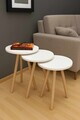 Set masute 3 piese, Hanah Home, Peka-152, PAL, Alb / Natural