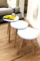 Set masute 3 piese, Hanah Home, Peka-152, PAL, Alb / Natural