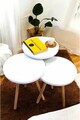 Set masute 3 piese, Hanah Home, Peka-152, PAL, Alb / Natural