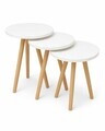 Set masute 3 piese, Hanah Home, Peka-152, PAL, Alb / Natural