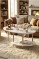 Masuta de cafea, Hanah Home, Peka-0021, 100x43x48 cm, PAL, Alb / Stejar