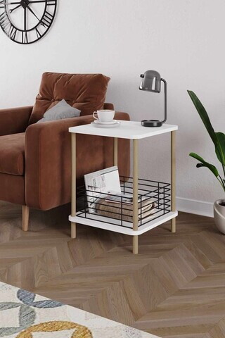 Masuta, Hanah Home, Pk-0026, 45x58x38 cm, PAL, Alb/Negru
