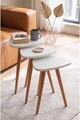 Set masute 3 piese, Hanah Home, Peka452, PAL, Alb / Natural