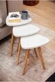 Set masute 3 piese, Hanah Home, Peka452, PAL, Alb / Natural