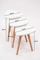 Set masute 3 piese, Hanah Home, Peka452, PAL, Alb / Natural