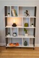 Corp biblioteca, Hanah Home, Peka-0045, 90x137x20 cm, PAL, Alb/Negru