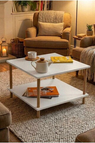 Masuta de cafea, Hanah Home, Peka-0049, 60x42.5x60 cm, PAL, Alb