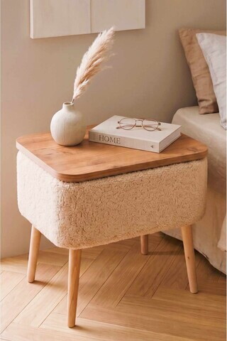 Noptiera, Hanah Home, Puf02Peka02, 60x55x30 cm, PAL, Bej / Natural