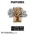 Decoratiune de perete, Arbre de Vie-1, Metal, Rama din lemn (grosime 3 cm), Natural/Negru