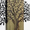 Decoratiune de perete, Arbre de Vie-2, Metal, Rama din lemn (grosime 3 cm), Verde/Negru