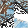 Decoratiune de perete, Arbre de Vie-3, Metal, Rama din lemn (grosime 3 cm), Albastru/Negru