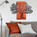 Decoratiune de perete, Arbre de Vie-4, Metal, Rama din lemn (grosime 3 cm), Roșu/Negru