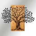 Decoratiune de perete, Arbre de Vie-5, Metal, Rama din lemn (grosime 3 cm), Nuc negru