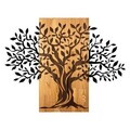 Decoratiune de perete, Arbre de Vie-5, Metal, Rama din lemn (grosime 3 cm), Nuc negru