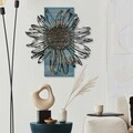 Decoratiune de perete, Rama de Oro -3, Metal, Rama din lemn (grosime 3 cm), Albastru/Negru