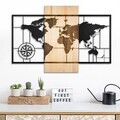 Decoratiune de perete, Fusione Naturale -1, Metal, Rama din lemn (grosime 3 cm), Natural/Negru