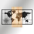 Decoratiune de perete, Fusione Naturale -1, Metal, Rama din lemn (grosime 3 cm), Natural/Negru