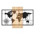 Decoratiune de perete, Fusione Naturale -1, Metal, Rama din lemn (grosime 3 cm), Natural/Negru