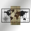Decoratiune de perete, Fusione Naturale -2, Metal, Rama din lemn (grosime 3 cm), Verde/Negru