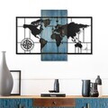 Decoratiune de perete, Fusione Naturale -3, Metal, Rama din lemn (grosime 3 cm), Albastru/Negru