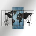 Decoratiune de perete, Fusione Naturale -3, Metal, Rama din lemn (grosime 3 cm), Albastru/Negru