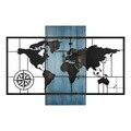 Decoratiune de perete, Fusione Naturale -3, Metal, Rama din lemn (grosime 3 cm), Albastru/Negru
