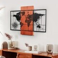 Decoratiune de perete, Fusione Naturale -4, Metal, Rama din lemn (grosime 3 cm), Roșu/Negru