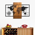 Decoratiune de perete, Fusione Naturale -5, Metal, Rama din lemn (grosime 3 cm), Nuc negru