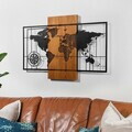 Decoratiune de perete, Fusione Naturale -5, Metal, Rama din lemn (grosime 3 cm), Nuc negru
