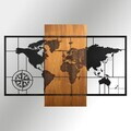 Decoratiune de perete, Fusione Naturale -5, Metal, Rama din lemn (grosime 3 cm), Nuc negru